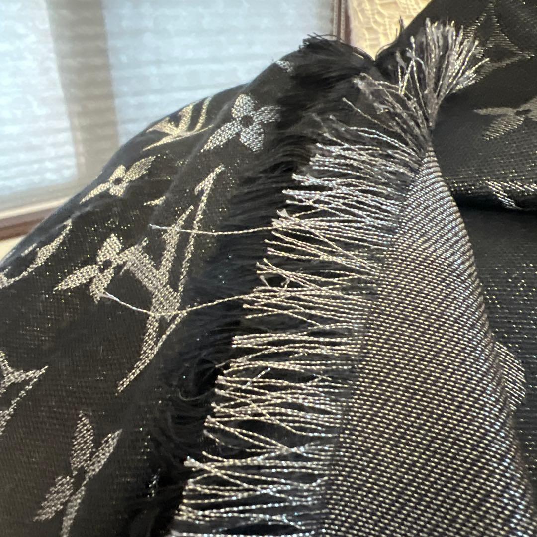 ルイヴィトン　ショール・モノグラム シャイン　黒シルバー　リバーシブル