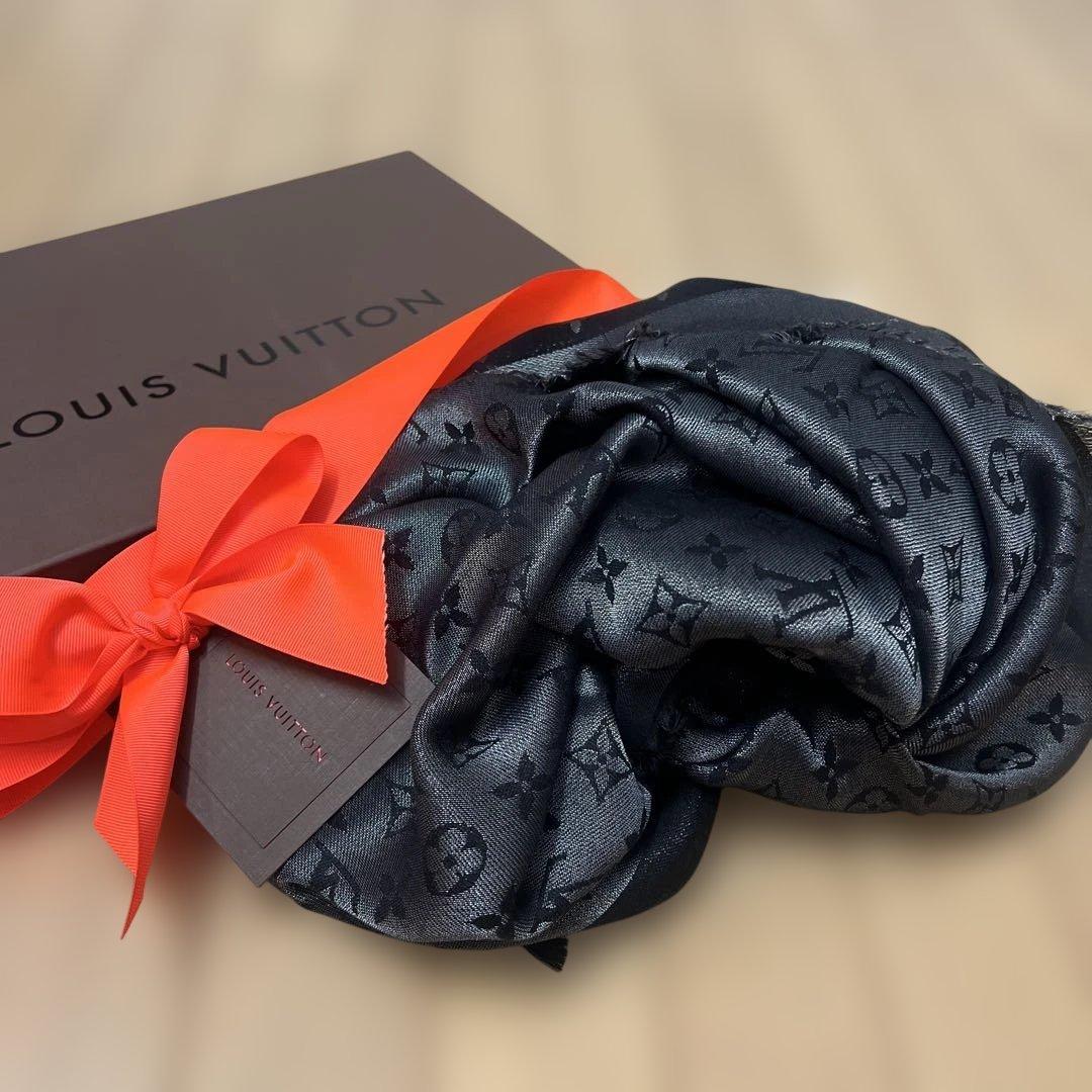 ルイヴィトン　ショール・モノグラム シャイン　黒シルバー　リバーシブル