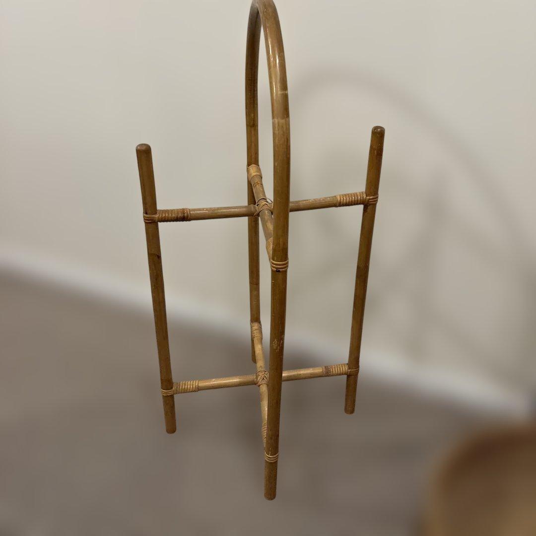 籐　ラタン　持ち手付き2段かご　収納　アンティーク　レトロ　ヴィンテージ