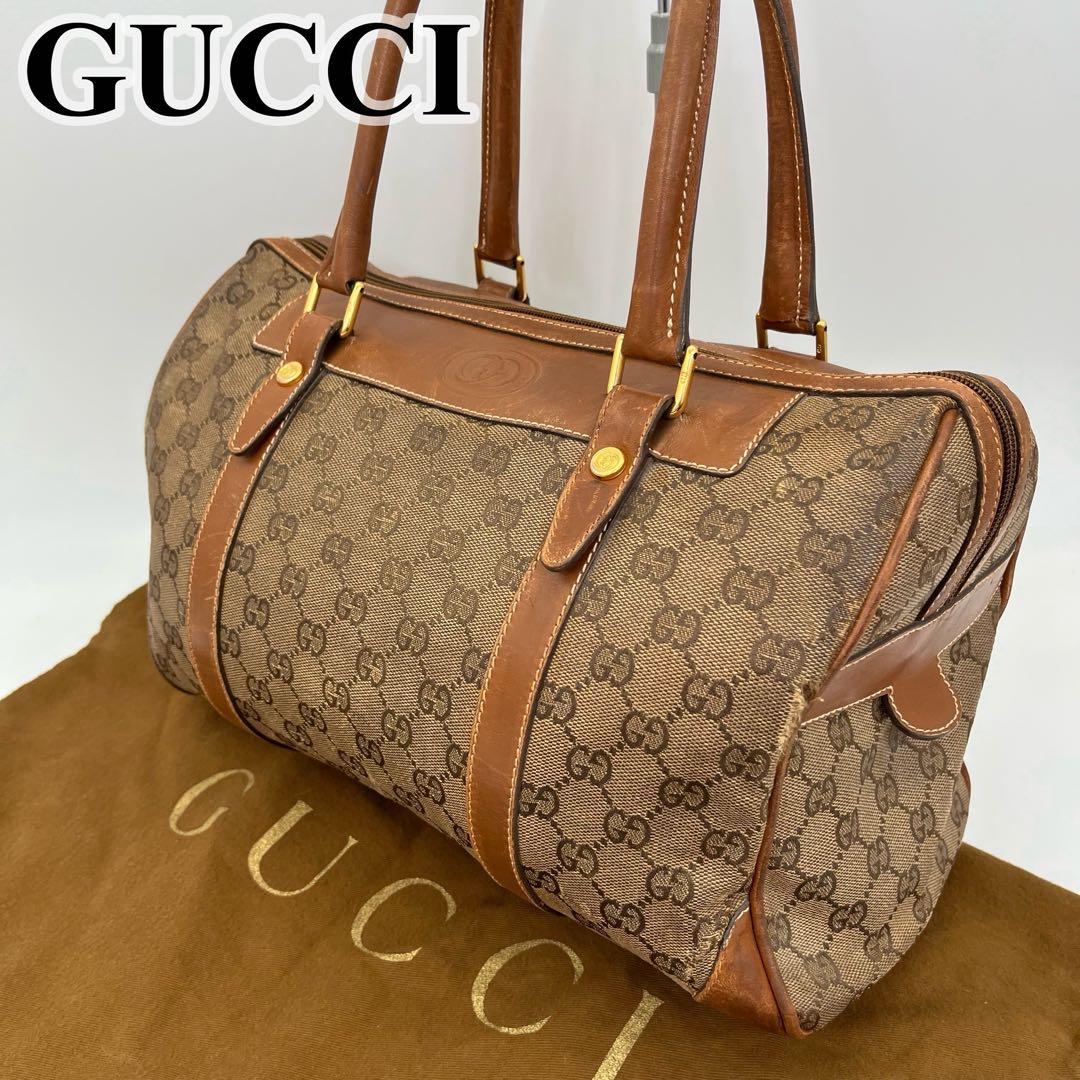 GUCCI ハンドバッグ ミニボストン GG柄 インターロッキング ブラウン