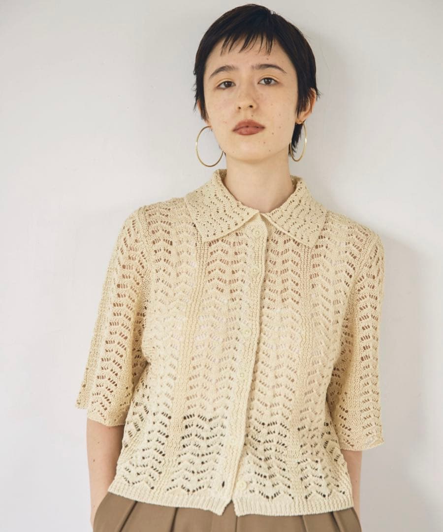＊TODAYFUL レースニットシャツ ベージュ＊