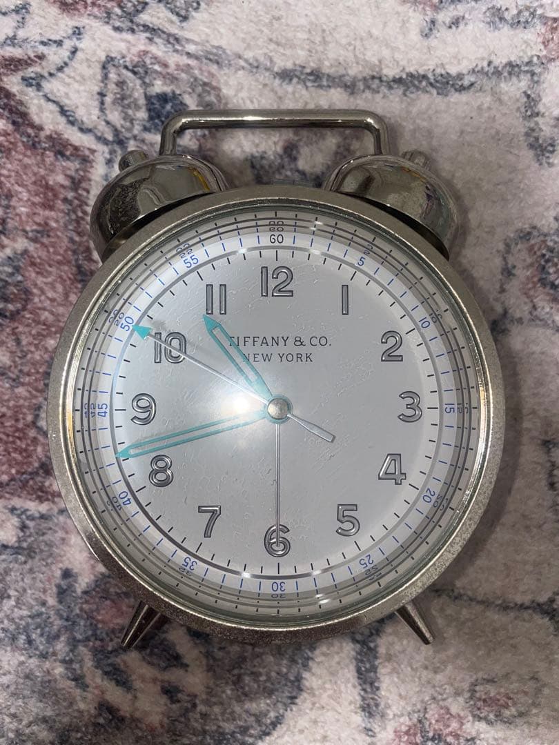 ぼ*び様 Tiffany & Co. ティファニー 置時計 目覚まし時計シルバー