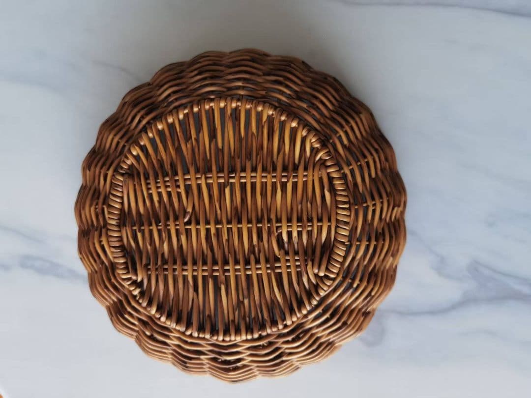 籐製円形バスケット ブラウン