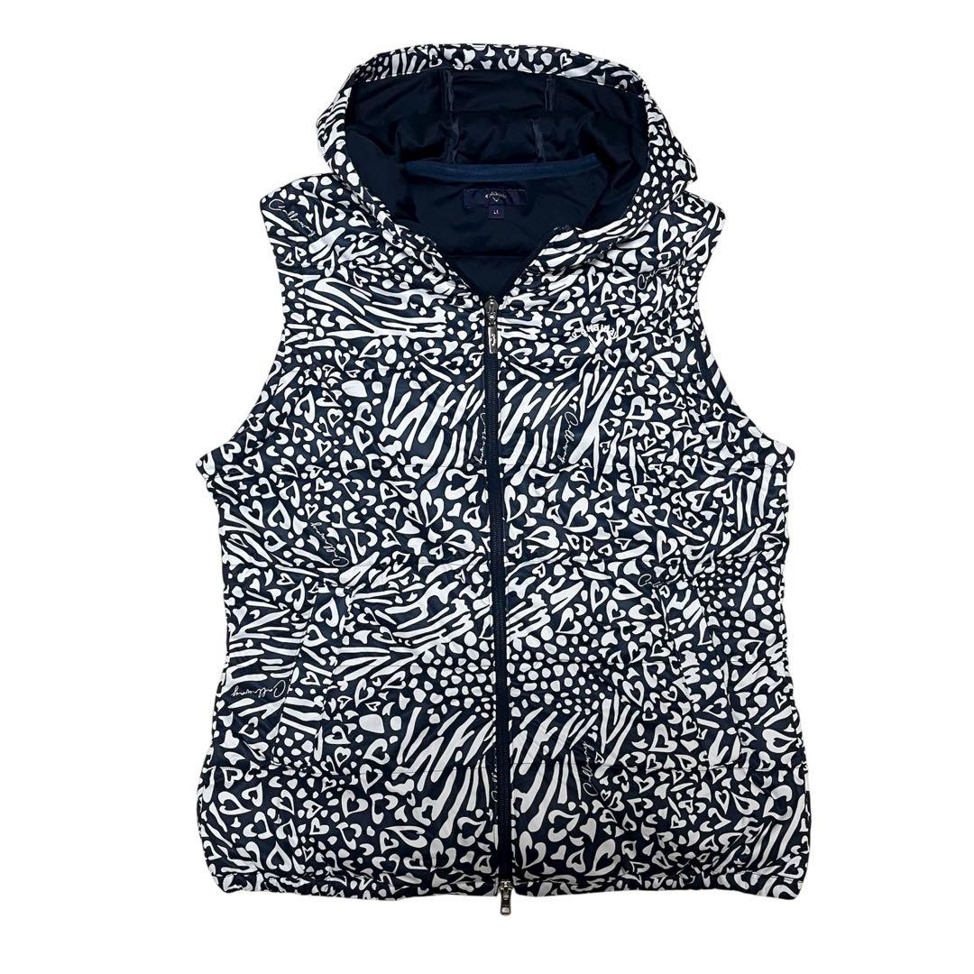 Callaway 2way 中綿 フード付き ジップ ジャケット ベスト 柄