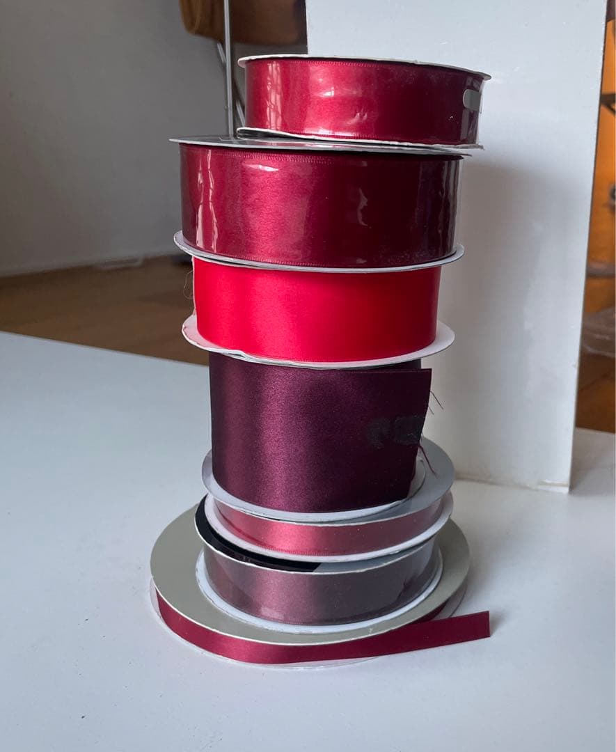 【3万円相当！】高級　サテンリボン　レッド　ボルドー　新品含む 7巻セット
