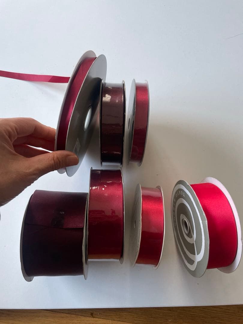 【3万円相当！】高級　サテンリボン　レッド　ボルドー　新品含む 7巻セット