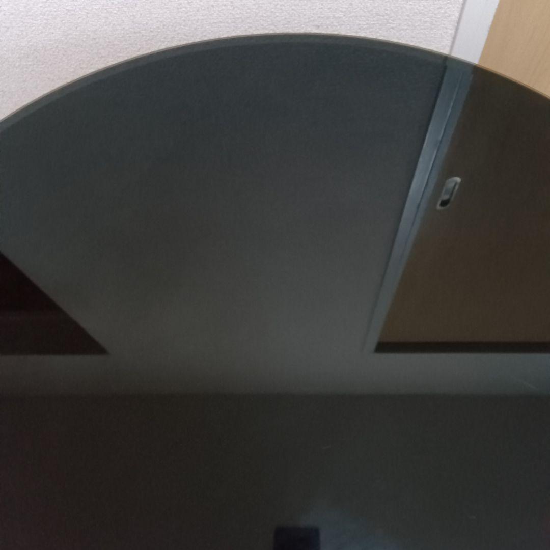 円形センターテーブル 黒ガラス　ローテーブル　リビングテーブル