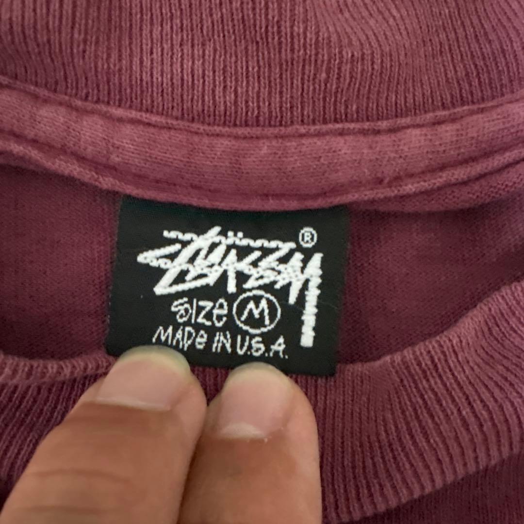 STUSSY 80s パープル　黒タグ　Mサイズ　　 ドラゴン　Tee