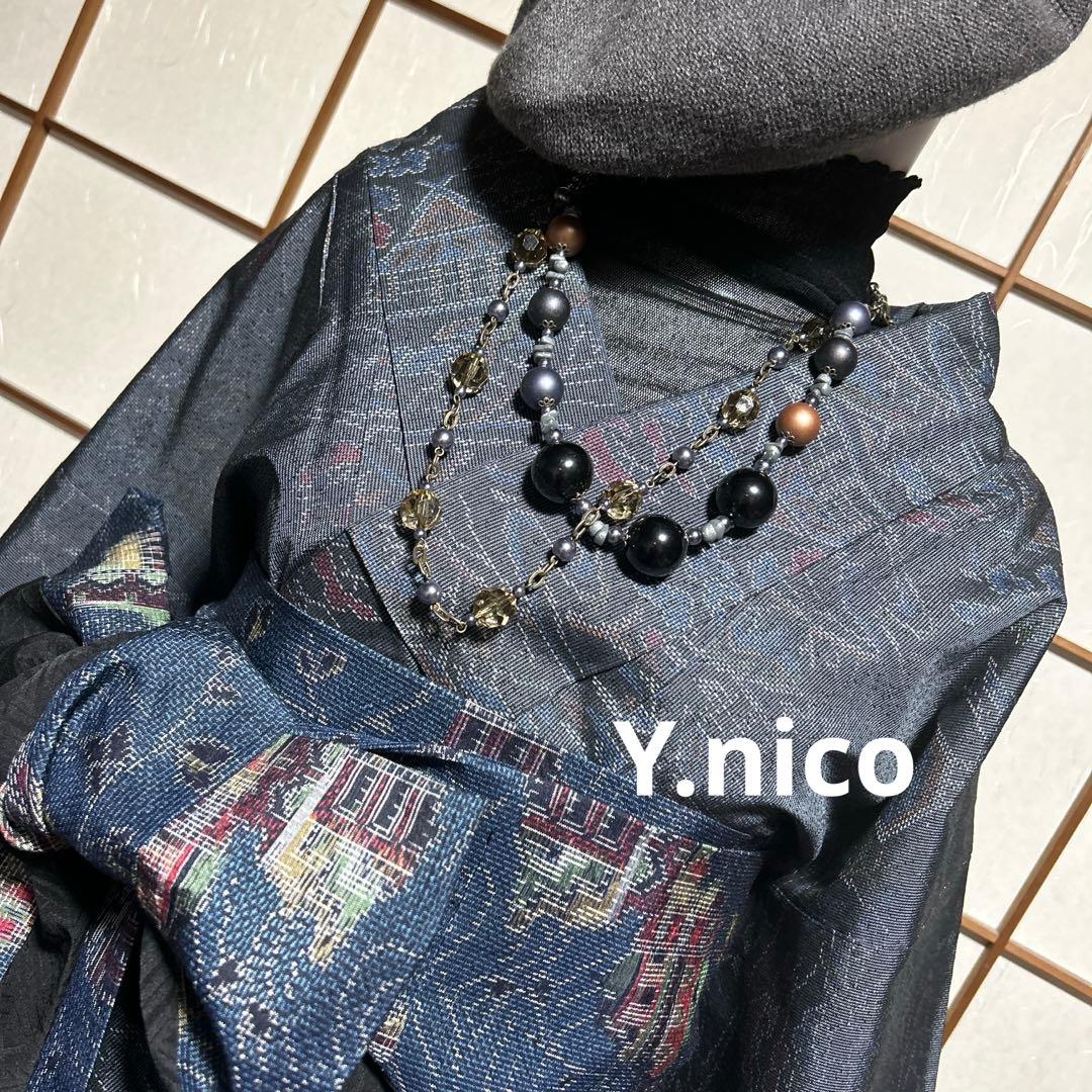 LL 着物リメイク 正絹 紬 簡単二部式巻スカセットアップ