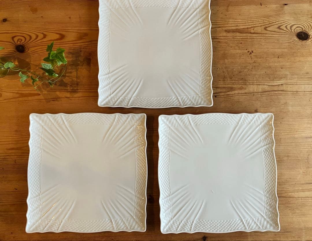 ジノリ　ベッキオホワイト　27.5スクエアプレート×3