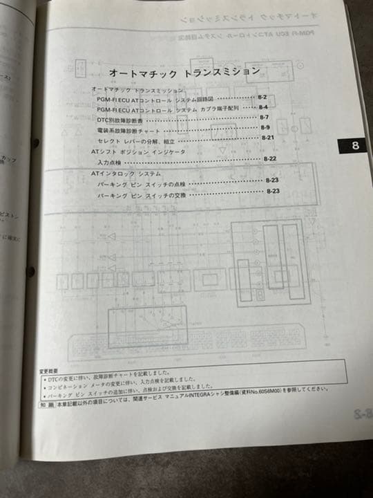 インテグラdc5 サービスマニュアル構造、整備編追補版