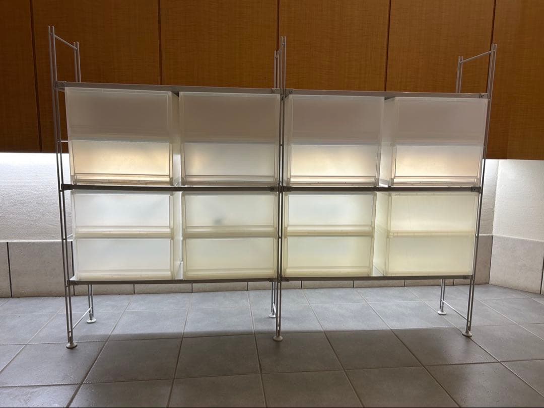 MUJI 無印良品 スチールユニットシェルフ ポリプロピレンケース16個付き