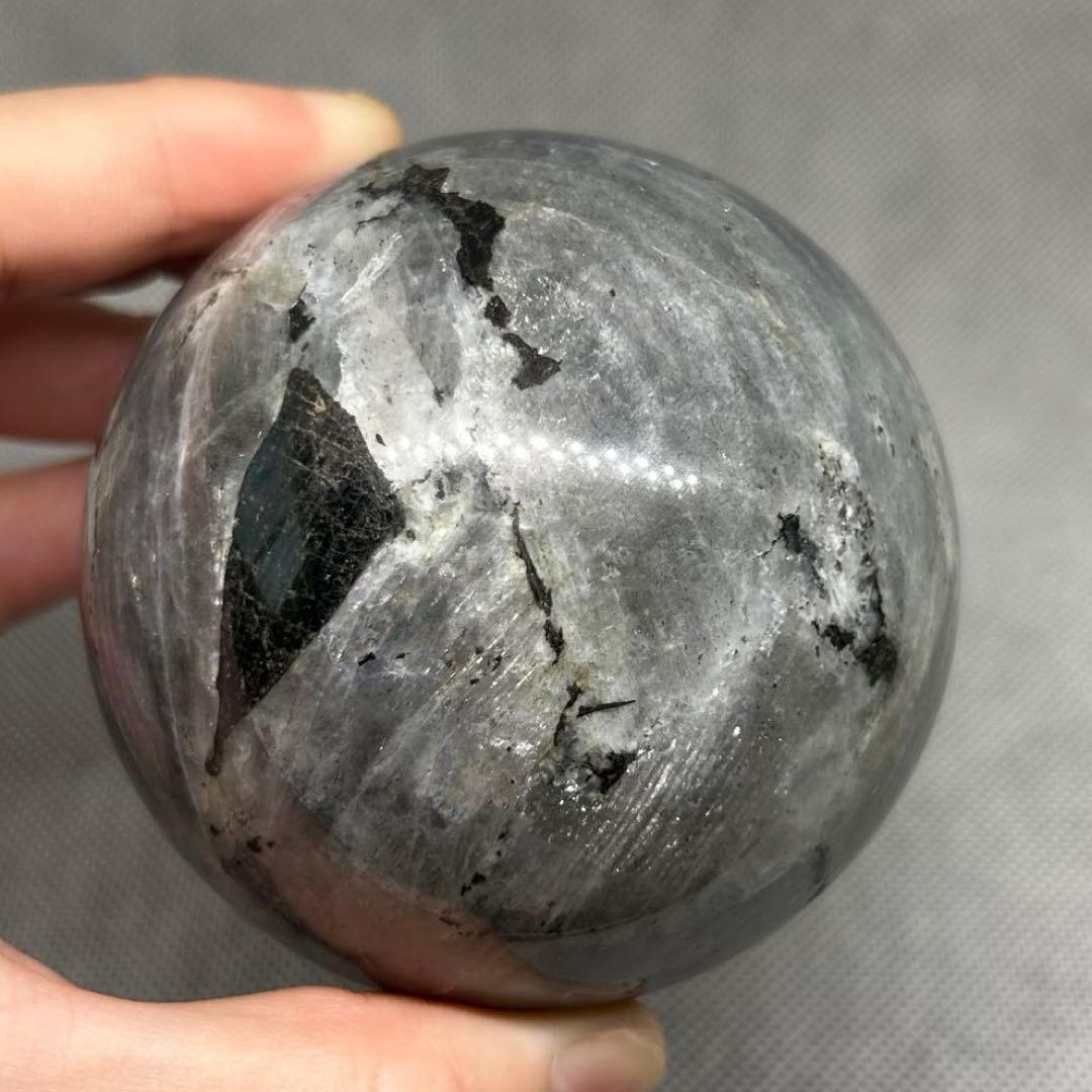 直径7.4cm　カラフル　ラブラドライト　BIG　スフィア　レア　丸玉　587g