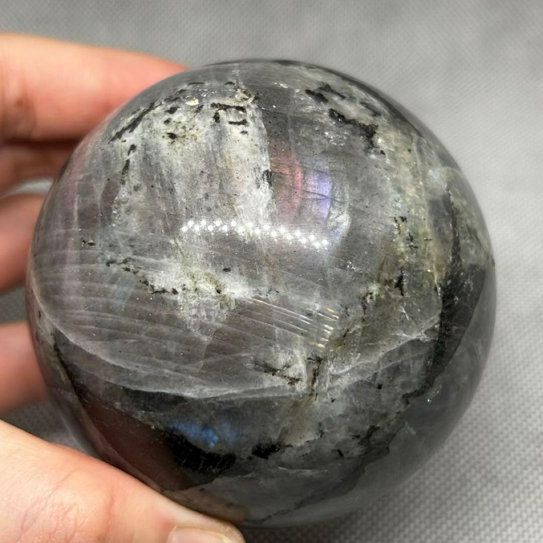 直径7.4cm　カラフル　ラブラドライト　BIG　スフィア　レア　丸玉　587g