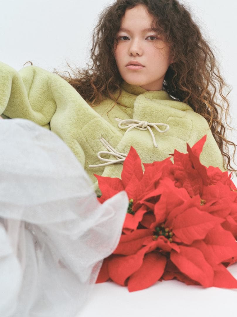 タグ付 FURFUR ファーファー リボン ショート ダッフル コート LIME