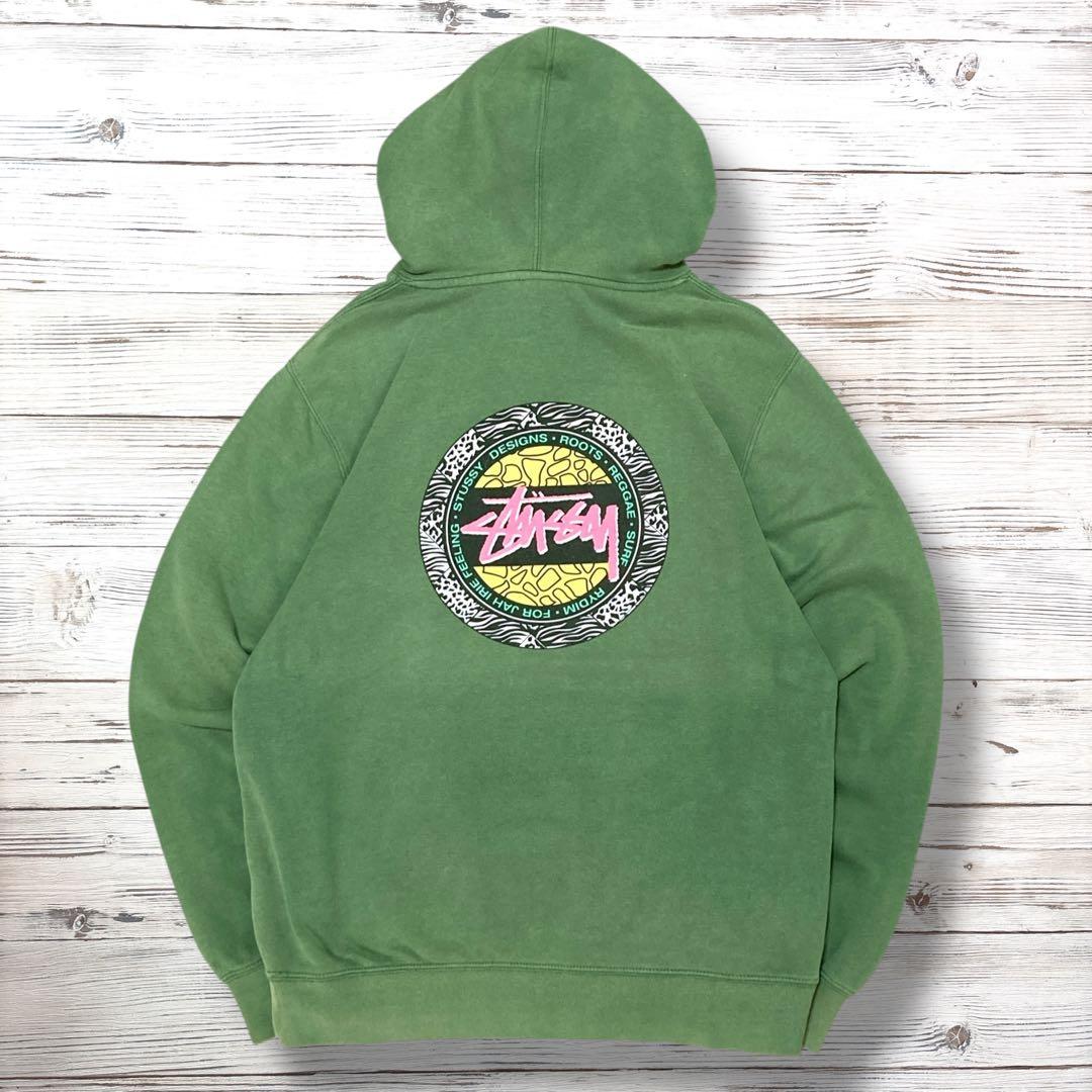 STUSSY ステューシー パーカー デカロゴ グリーン M 0477