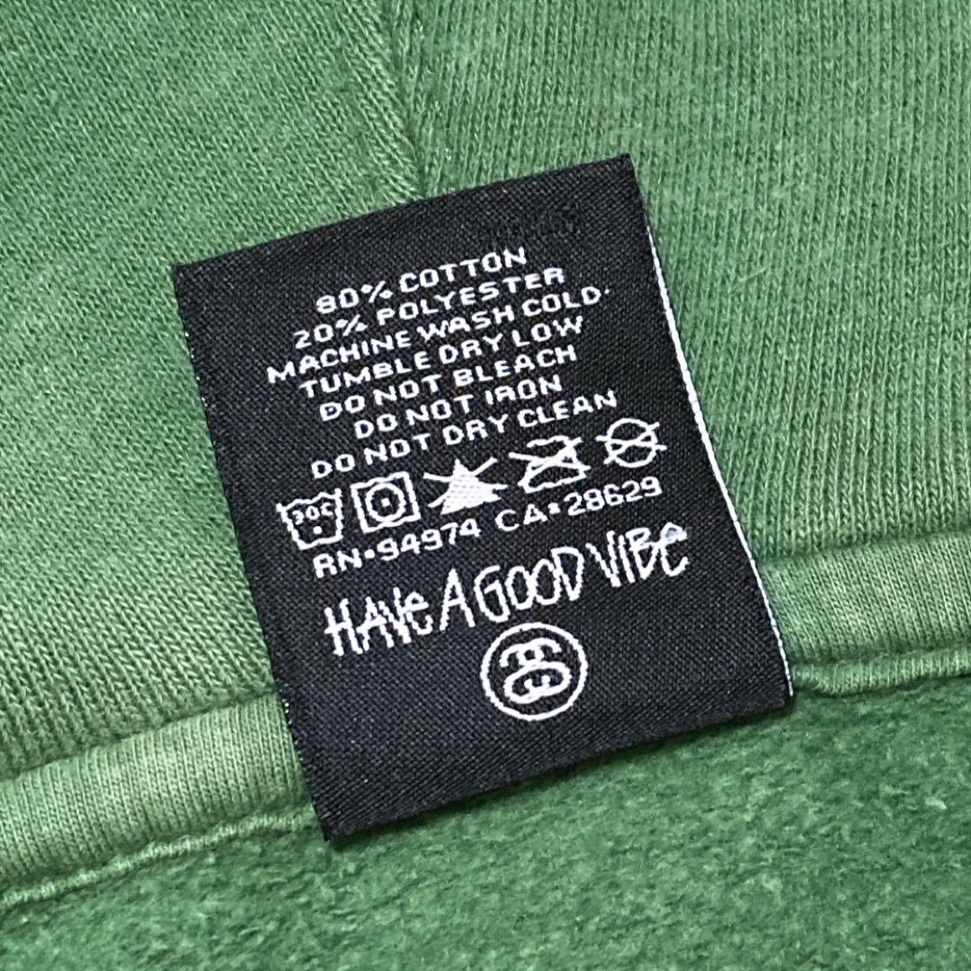 STUSSY ステューシー パーカー デカロゴ グリーン M 0477