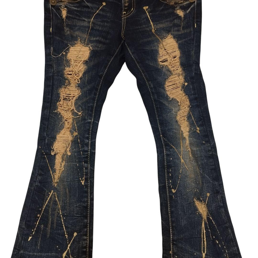 d.i.a ゴールドラメ ストレッチ フレア デニム パンツ 平成 ギャル 古着