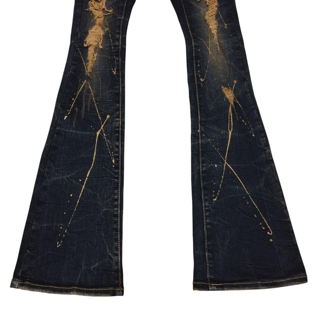 d.i.a ゴールドラメ ストレッチ フレア デニム パンツ 平成 ギャル 古着