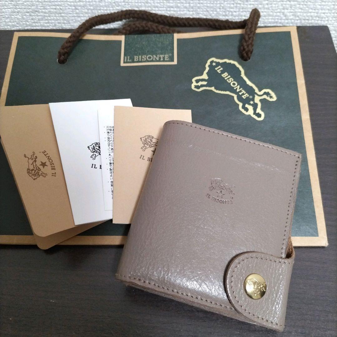 Xさま専用 新品 イルビゾンテ 本革 コンパクト ウォレット 折り財布 グレー