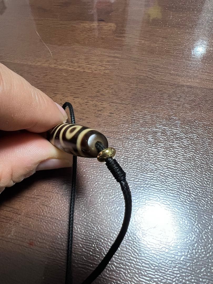 天然瑪瑙 三眼天珠 ネックレス 老天珠風 チベット天珠 長桶型 開運 お守り