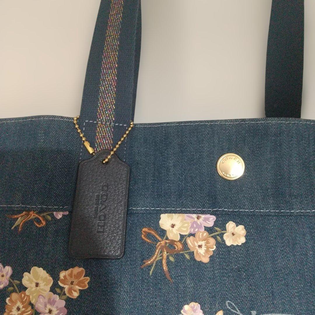 期間限定値下げ COACH デニム花柄トートバッグ 91049