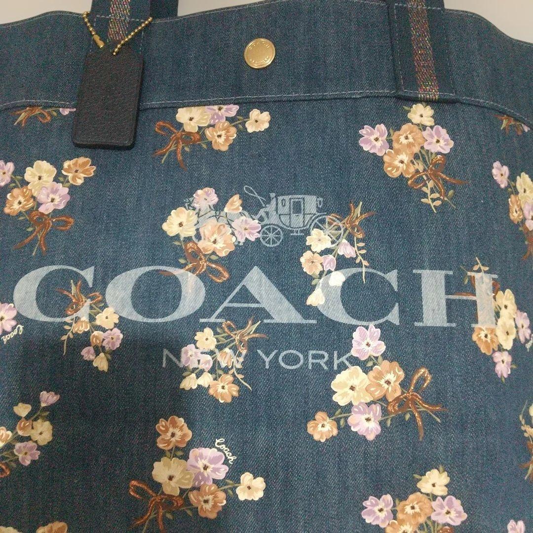 期間限定値下げ COACH デニム花柄トートバッグ 91049