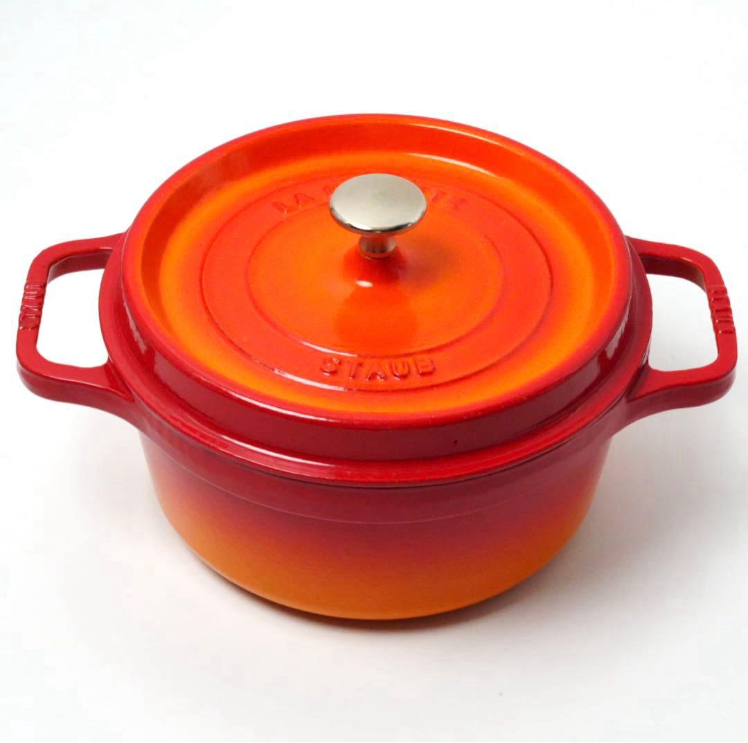 【希少】ストウブ ピコココット ラウンド 22cm オレンジ ビンテージ