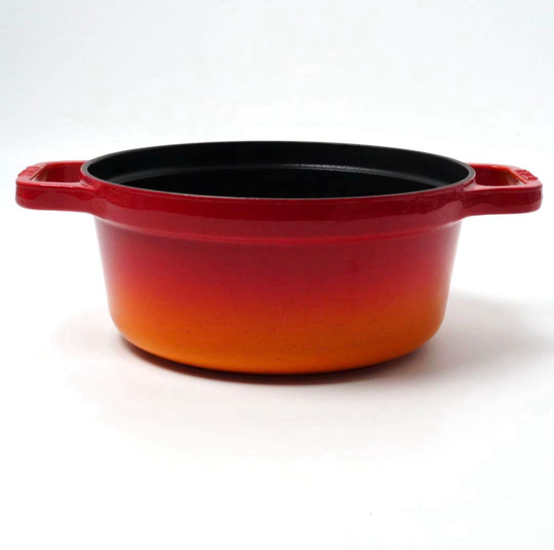 【希少】ストウブ ピコココット ラウンド 22cm オレンジ ビンテージ