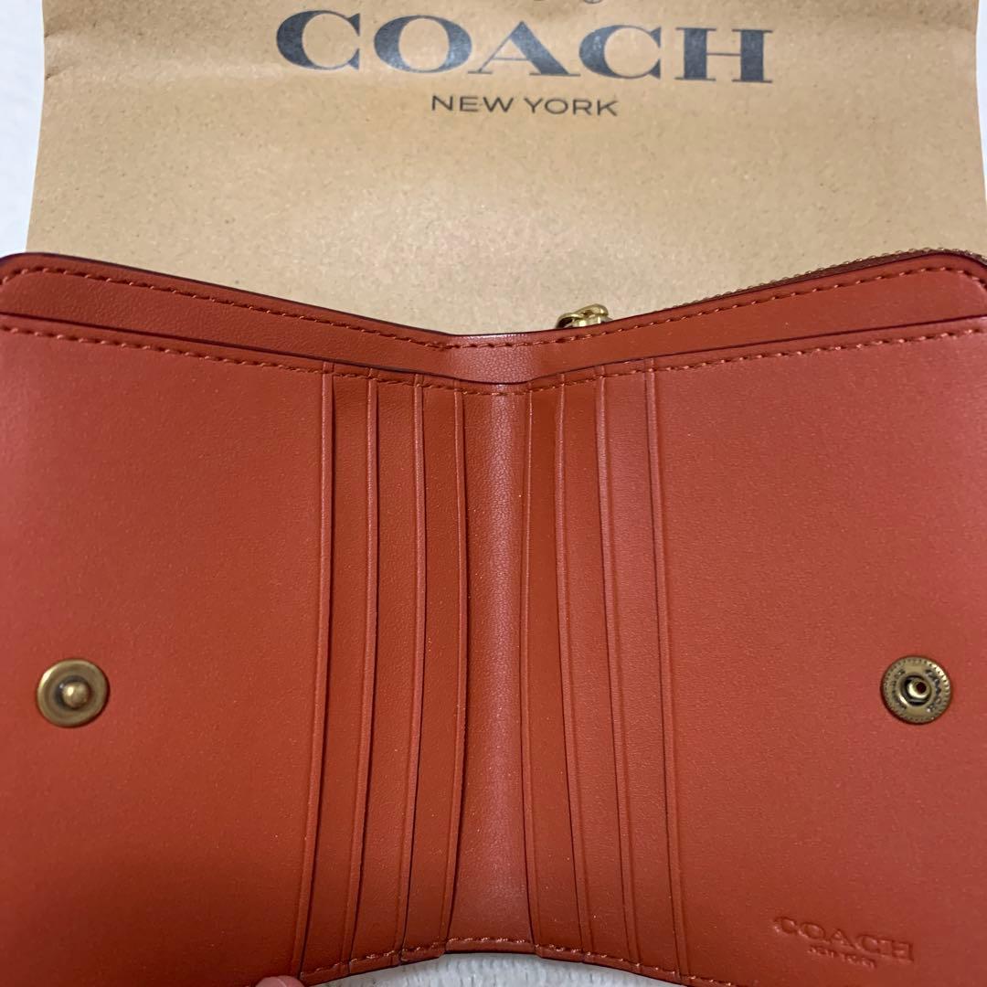 COACH コーチ　新品未使用　二つ折り　財布　シグネチャー　ブラウン