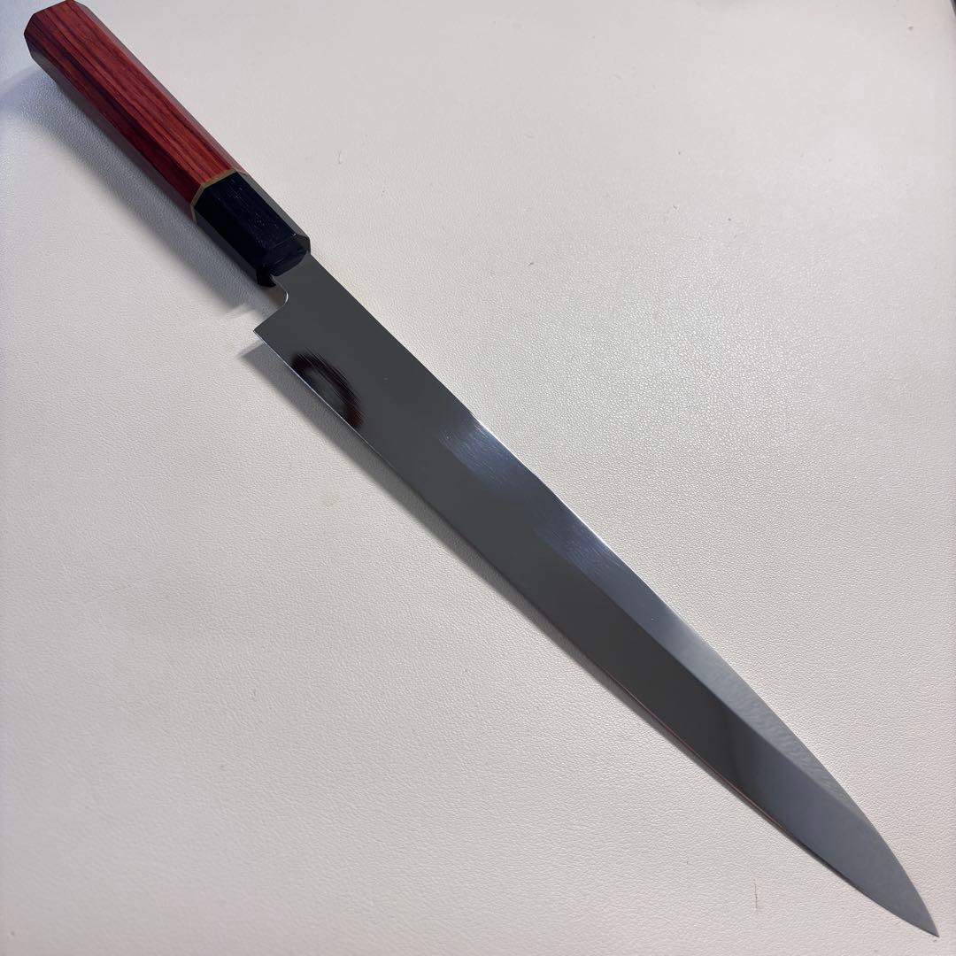 柳刃包丁 9寸 270mm 鏡面 柳刃包丁 鏡面　八角柄 刺身包丁。