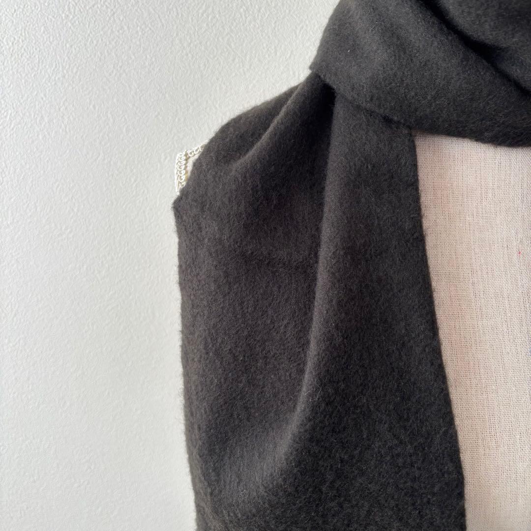 HERMES エルメス カシミヤ100 マフラー ブラック 男女兼用 無地