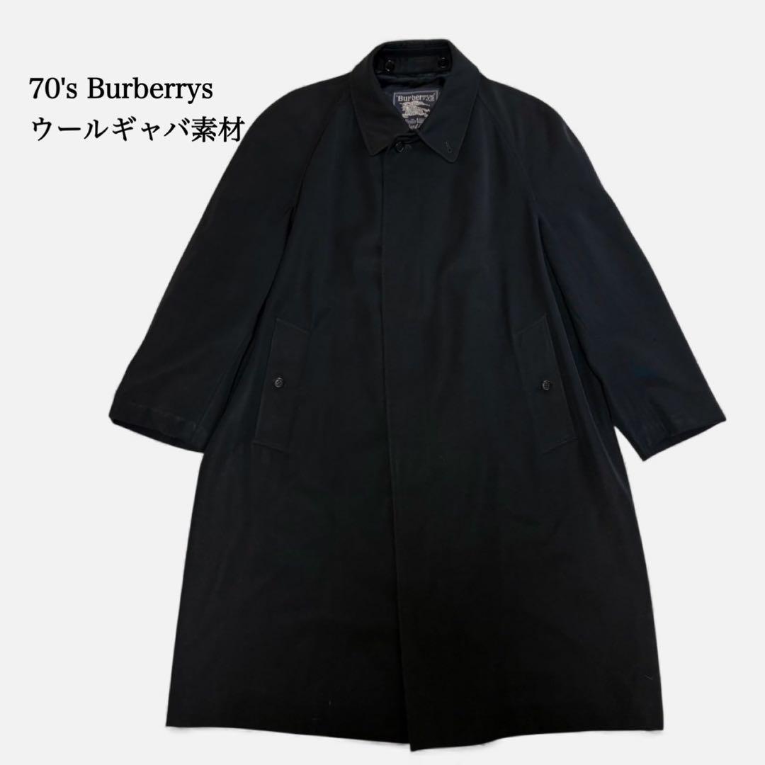 Burberrys ウールギャバ素材ステンカラーコート黒 XL バーバリー