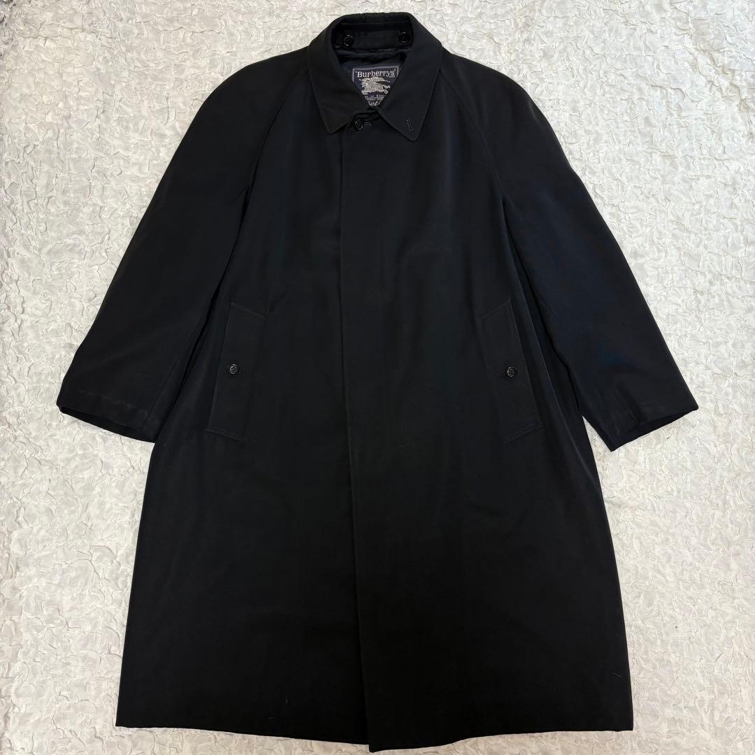 Burberrys ウールギャバ素材ステンカラーコート黒 XL バーバリー