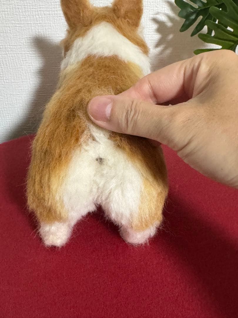 週末値引き！わたわたペット　羊毛フェルト作品　笑顔のコーギー　『一緒に遊ぼうよ』