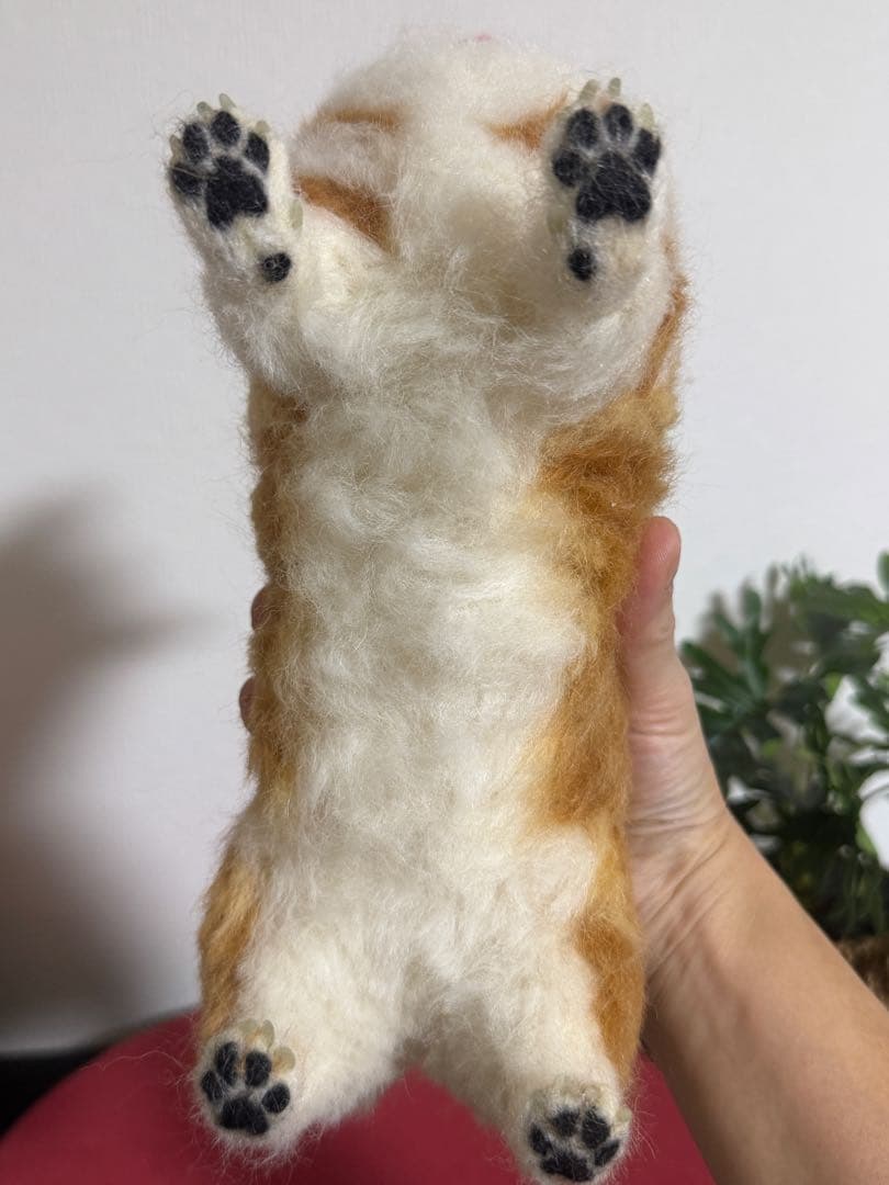 週末値引き！わたわたペット　羊毛フェルト作品　笑顔のコーギー　『一緒に遊ぼうよ』