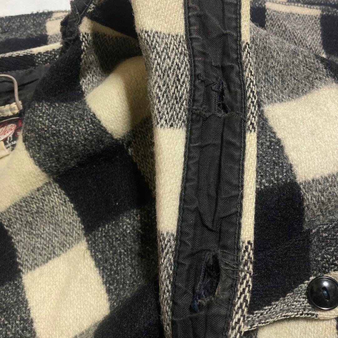 ビンテージ 50s ウールリッチ バッファローチェック ウールシャツ 白黒