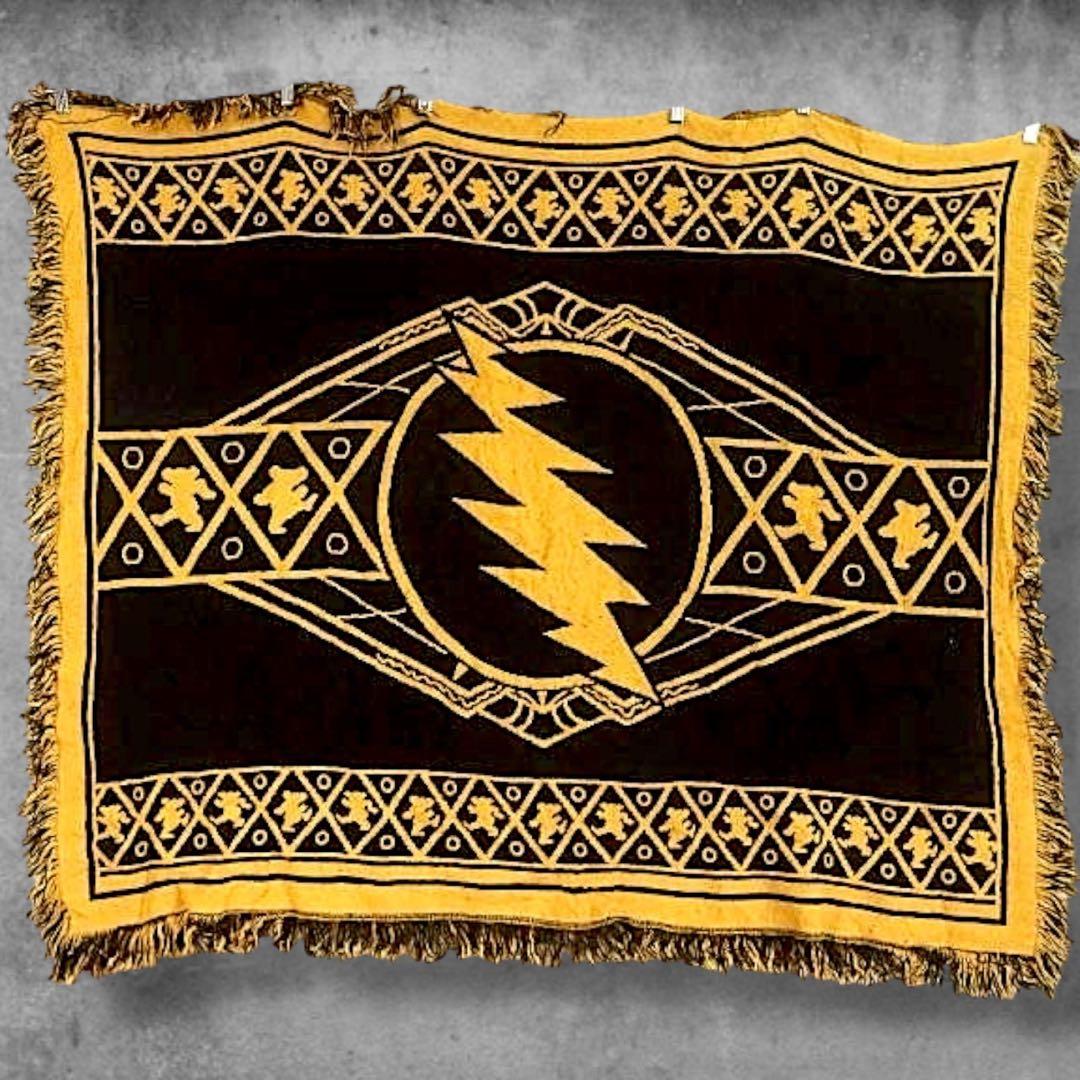 BOFX バンド ラグ マット 古着 黄色 グレイトフルデッド ダンシングベア