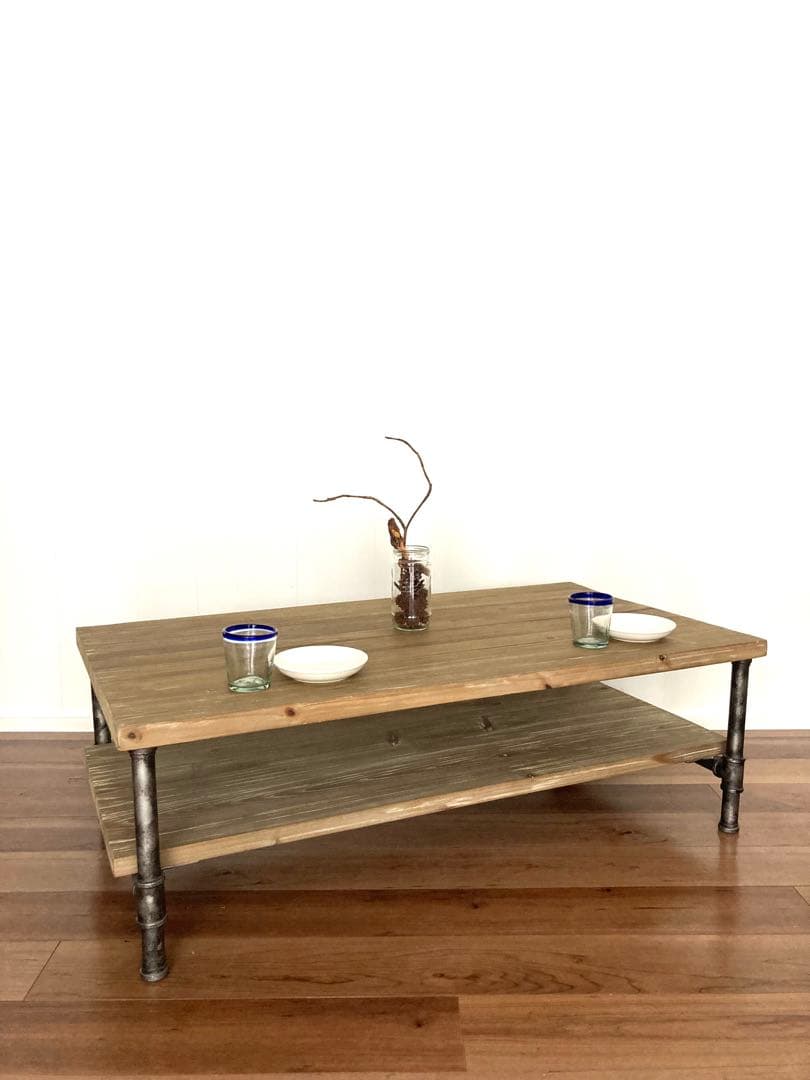 【メンテ済み】古材と鉄管を組み合わせたビンテージテーブル　工業系