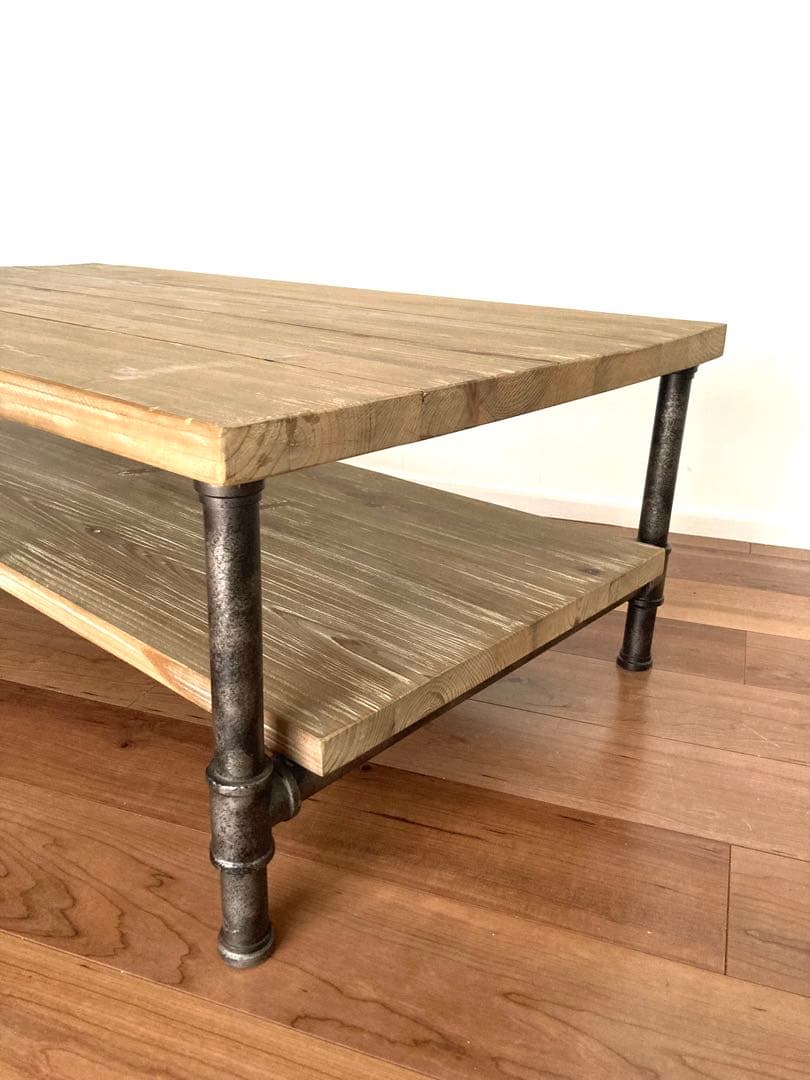 【メンテ済み】古材と鉄管を組み合わせたビンテージテーブル　工業系