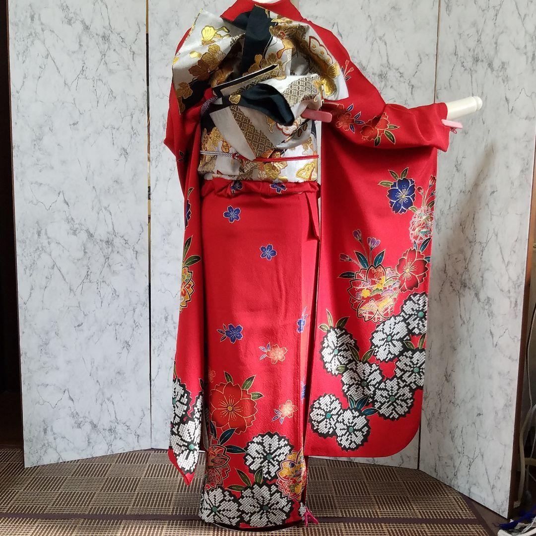 トマト正絹ちりめん絞り古典柄