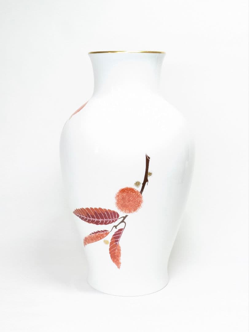 大倉陶園 金彩色絵 栗図 花瓶 高さ約27.5cm