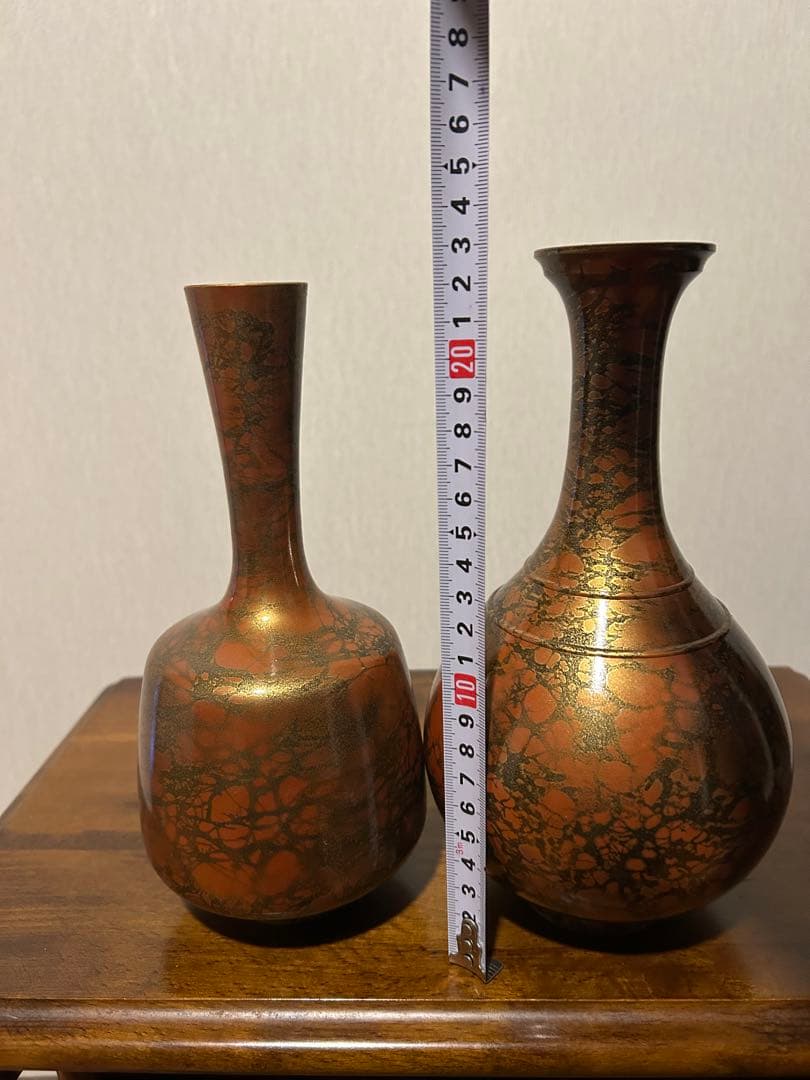 金属製花瓶 2個セット 赤銅色