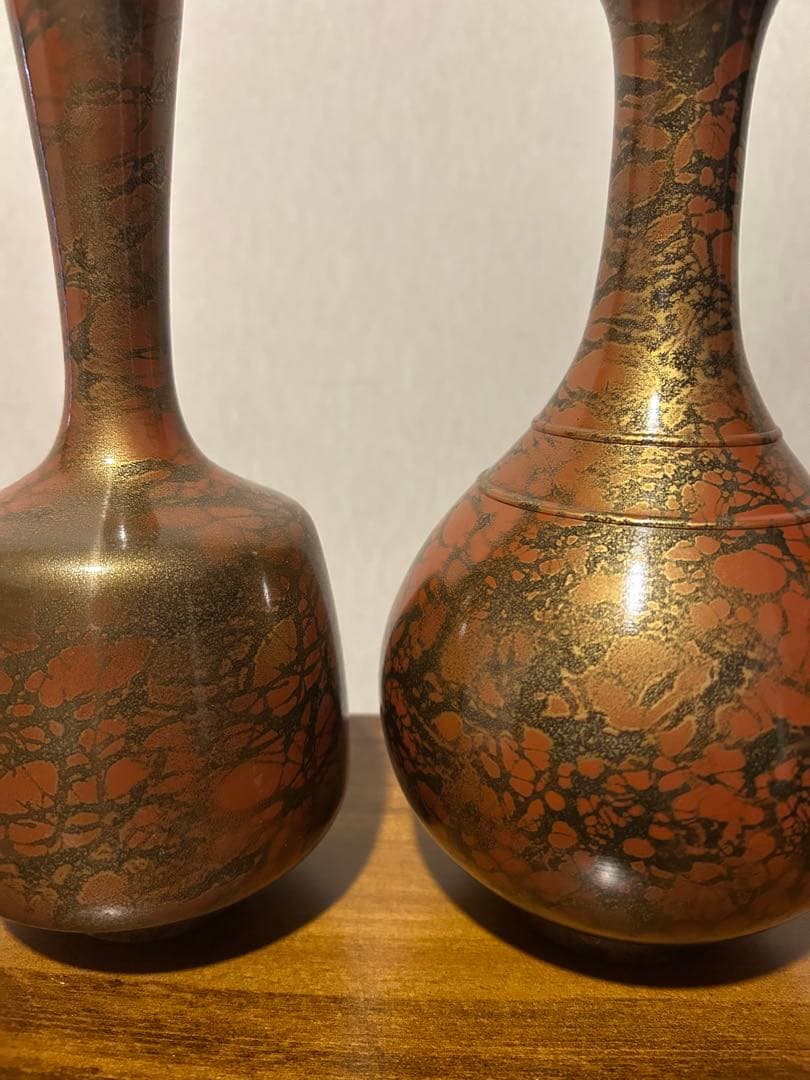 金属製花瓶 2個セット 赤銅色