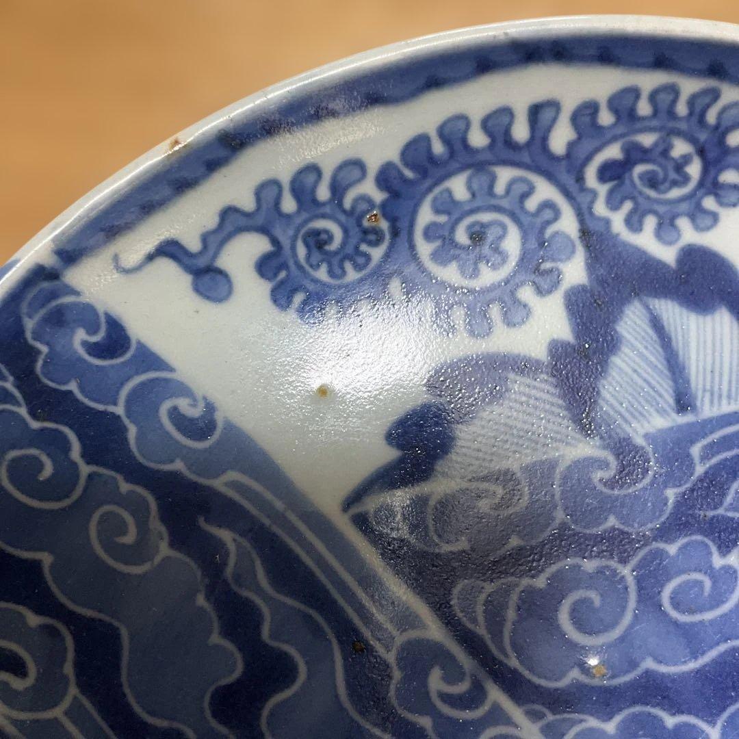 江戸後期、染付の皿 直径約25cm