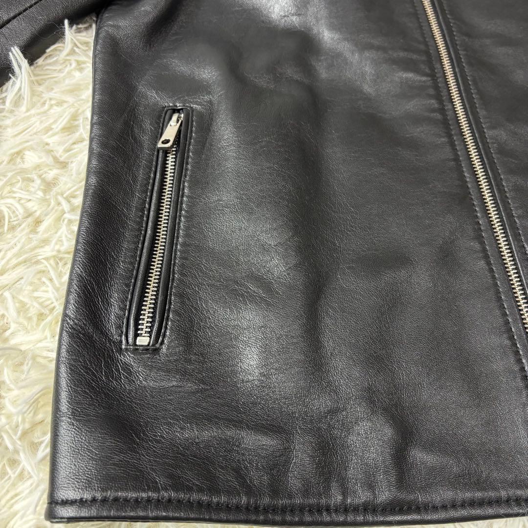 UNITED TOKYO ラムレザー シングル ライダースジャケット 黒 3