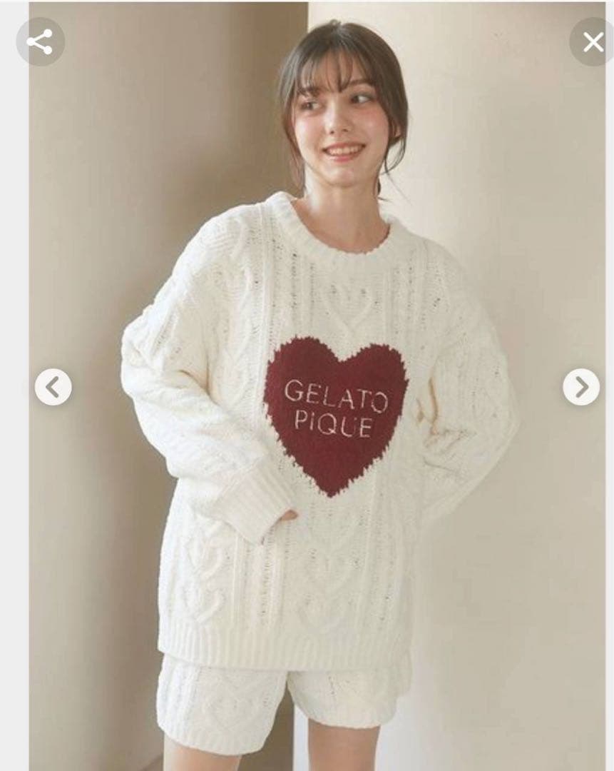 ジェラートピケ　ハート　ルームウェア　セットアップ