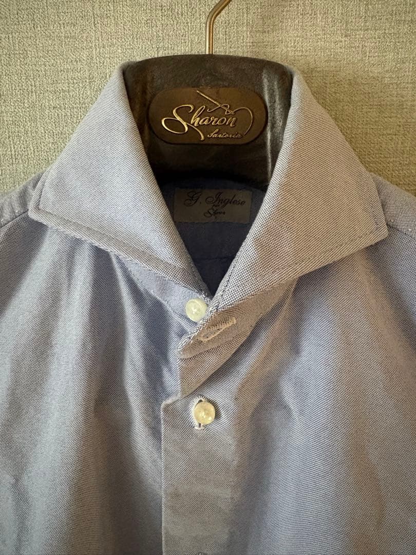 イングレーゼ　シャツ　サックス　オックスフォード　サイズ３７　シャロン購入