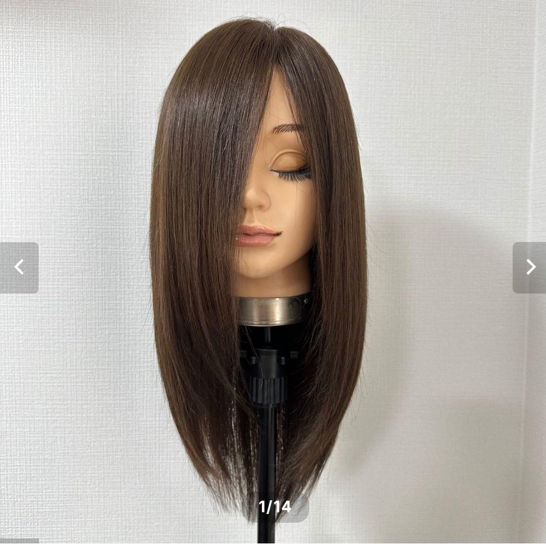 未使用/百合子ウィッグ/未カット50cm/ナチュラルブラウン/レミー人毛100%