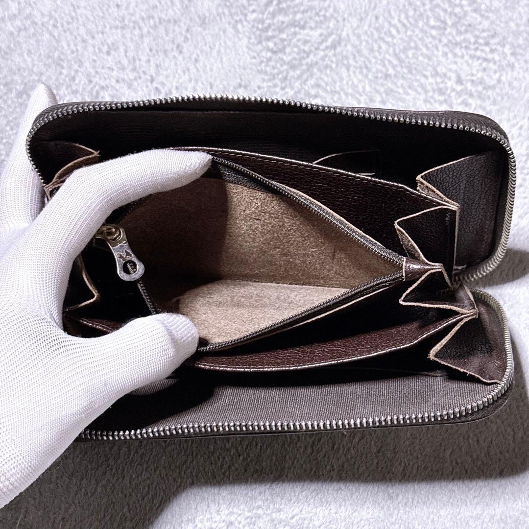 【美品】イルビゾンテ オーガナイザー 長財布 ラウンド 型押し ブラウン